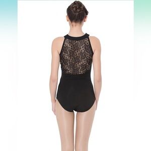 Black Lace Back Bodysuit Leotard XS